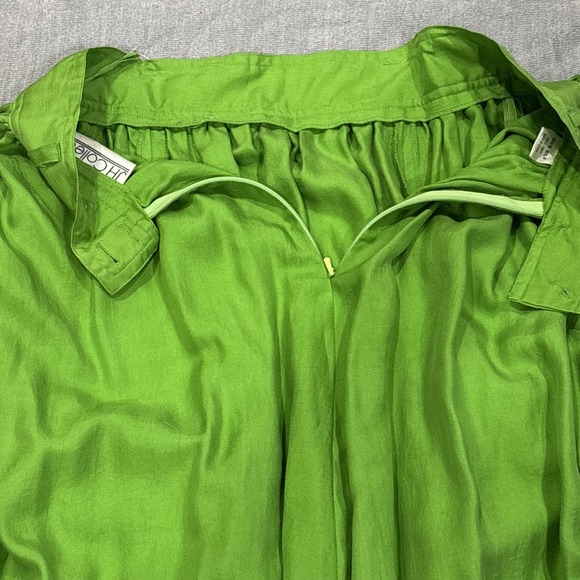 Vintage Green 100% Silk Skirt Midi women Pleated Pockets NEW sz 6 - Picture 10 of 11